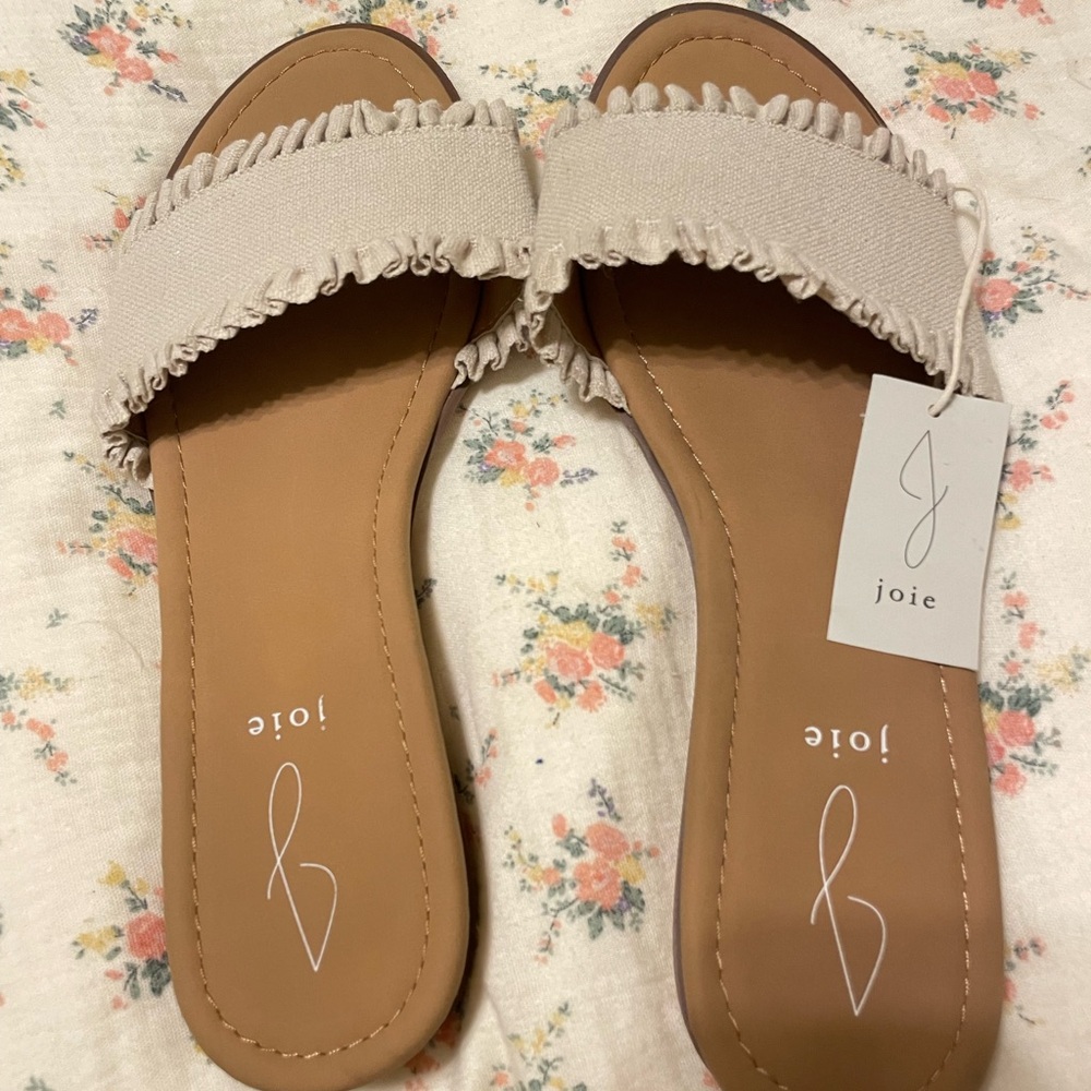 Joie linen ruffle slip on sandals 9.5